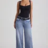 Jeylan Low-Rise-Jeans mit weitem Bein in Vintage-Waschung Jeylan Low-Rise-Jeans mit weitem Bein in Vintage-Waschung