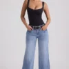 Jeylan Low-Rise-Jeans mit weitem Bein in Vintage-Waschung Jeylan Low-Rise-Jeans mit weitem Bein in Vintage-Waschung
