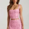Jianna verzierter Minirock mit niedriger Leibhöhe in Rosa Jianna verzierter Minirock mit niedriger Leibhöhe in Rosa