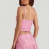 Jianna verzierter Minirock mit niedriger Leibhöhe in Rosa Jianna verzierter Minirock mit niedriger Leibhöhe in Rosa