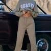 Jogginghose aus Baumwollfleece mit mittelhohem Bund in Khaki-Grün Jogginghose aus Baumwollfleece mit mittelhohem Bund in Khaki-Grün