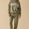 Jogginghose aus Baumwollfleece mit mittelhohem Bund in Khaki-Grün Jogginghose aus Baumwollfleece mit mittelhohem Bund in Khaki-Grün