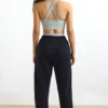 Jogginghose aus Baumwollfleece mit mittlerer Leibhöhe in Schwarz