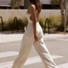 Jogginghose aus Frottee mit weitem Bein in Creme Jogginghose aus Frottee mit weitem Bein in Creme
