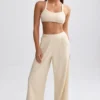 Jogginghose aus Frottee mit weitem Bein in Creme Jogginghose aus Frottee mit weitem Bein in Creme