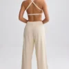 Jogginghose aus Frottee mit weitem Bein in Creme Jogginghose aus Frottee mit weitem Bein in Creme