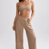 Jogginghose aus Frottee mit weitem Bein in Mokka-Braun Jogginghose aus Frottee mit weitem Bein in Mokka-Braun