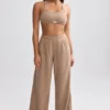 Jogginghose aus Frottee mit weitem Bein in Mokka-Braun Jogginghose aus Frottee mit weitem Bein in Mokka-Braun