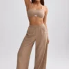 Jogginghose aus Frottee mit weitem Bein in Mokka-Braun Jogginghose aus Frottee mit weitem Bein in Mokka-Braun