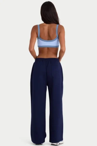 Jogginghose aus gebürstetem Jersey mit weitem Bein in Classic Navy