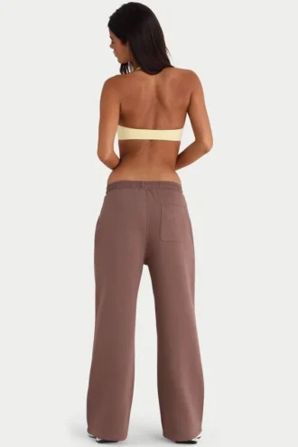 Jogginghose aus gebürstetem Jersey mit weitem Bein in Kakao