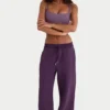 Jogginghose aus gebürstetem Jersey mit weitem Bein in Pflaume Jogginghose aus gebürstetem Jersey mit weitem Bein in Pflaume