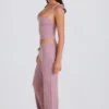 Jogginghose aus geripptem Strick mit weitem Bein in Mauve Jogginghose aus geripptem Strick mit weitem Bein in Mauve
