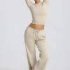 Jogginghose mit niedriger Leibhöhe und weitem Bein in Bone Jogginghose mit niedriger Leibhöhe und weitem Bein in Bone