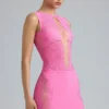 Joni verzierter Minirock mit mittlerer Leibhöhe in Bubblegum-Pink Joni verzierter Minirock mit mittlerer Leibhöhe in Bubblegum-Pink