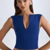 Kadie Crop-Top mit offenem Vorderteil in True Navy
