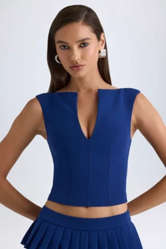 Kadie Crop-Top mit offenem Vorderteil in True Navy