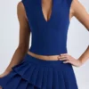 Kadie Crop-Top mit offenem Vorderteil in True Navy