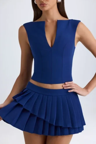 Kadie Crop-Top mit offenem Vorderteil in True Navy