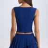 Kadie Crop-Top mit offenem Vorderteil in True Navy