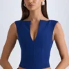 Kadie Crop-Top mit offenem Vorderteil in True Navy