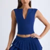 Kadie Crop-Top mit offenem Vorderteil in True Navy