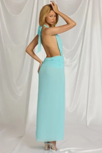 Kaeli Maxikleid mit Neckholder in Aquablau Kaeli Maxikleid mit Neckholder in Aquablau