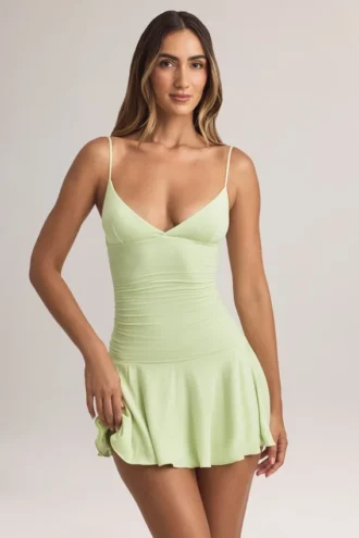 Kelbie Modal-Minikleid mit Rüschen in A-Linie in Salbeigrün