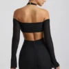 Kemina schulterfreies, gerafftes Minikleid mit Cut-outs in Schwarz