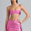 Kennedy Metallic-Denim-Bralette in Deep Pink