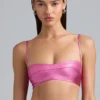 Kennedy Metallic-Denim-Bralette in Deep Pink