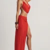 Keona Mid-Rise Split Maxi-Rock in Chilli Red Keona Mid-Rise Split Maxi-Rock in Chilli Red