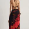 Keona Mid-Rise Split Maxi Rock in rotem Blurred-Print Keona Mid-Rise Split Maxi Rock in rotem Blurred-Print