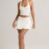 Keoni Modal Mini-Skort mit niedriger Leibhöhe und Rüschen in Weiß Keoni Modal Mini-Skort mit niedriger Leibhöhe und Rüschen in Weiß