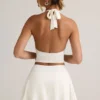Keoni Modal Mini-Skort mit niedriger Leibhöhe und Rüschen in Weiß Keoni Modal Mini-Skort mit niedriger Leibhöhe und Rüschen in Weiß