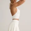 Keoni Modal Mini-Skort mit niedriger Leibhöhe und Rüschen in Weiß Keoni Modal Mini-Skort mit niedriger Leibhöhe und Rüschen in Weiß