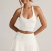 Keoni Modal Mini-Skort mit niedriger Leibhöhe und Rüschen in Weiß Keoni Modal Mini-Skort mit niedriger Leibhöhe und Rüschen in Weiß