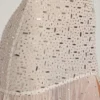 Kerra halbtransparentes, verziertes, asymmetrisches Maxikleid in Weiß
