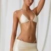 Keshi Bikini-Oberteil mit Perlenverzierung in Perlenweiß