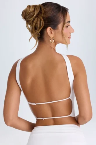Khai Bandeau-Oberteil mit Choker-Detail in Weiß