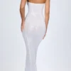 Kinsley verziertes Bandeau-Maxikleid mit Cut-outs in Weiß