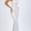 Kinsley verziertes Bandeau-Maxikleid mit Cut-outs in Weiß