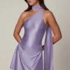 Kiraz Asymmetrisches Minikleid mit Schaldetail in Lila