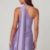 Kiraz Asymmetrisches Minikleid mit Schaldetail in Lila