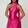 Kiraz Asymmetrisches Minikleid mit Schaldetail in Pink