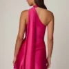 Kiraz Asymmetrisches Minikleid mit Schaldetail in Pink