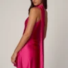 Kiraz Asymmetrisches Minikleid mit Schaldetail in Pink