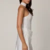 Kiraz Asymmetrisches Minikleid mit Schaldetail in Weiß