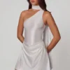 Kiraz Asymmetrisches Minikleid mit Schaldetail in Weiß