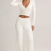 Kiva Modal-Strickjacke mit Rippbündchen in Weiß Kiva Modal-Strickjacke mit Rippbündchen in Weiß
